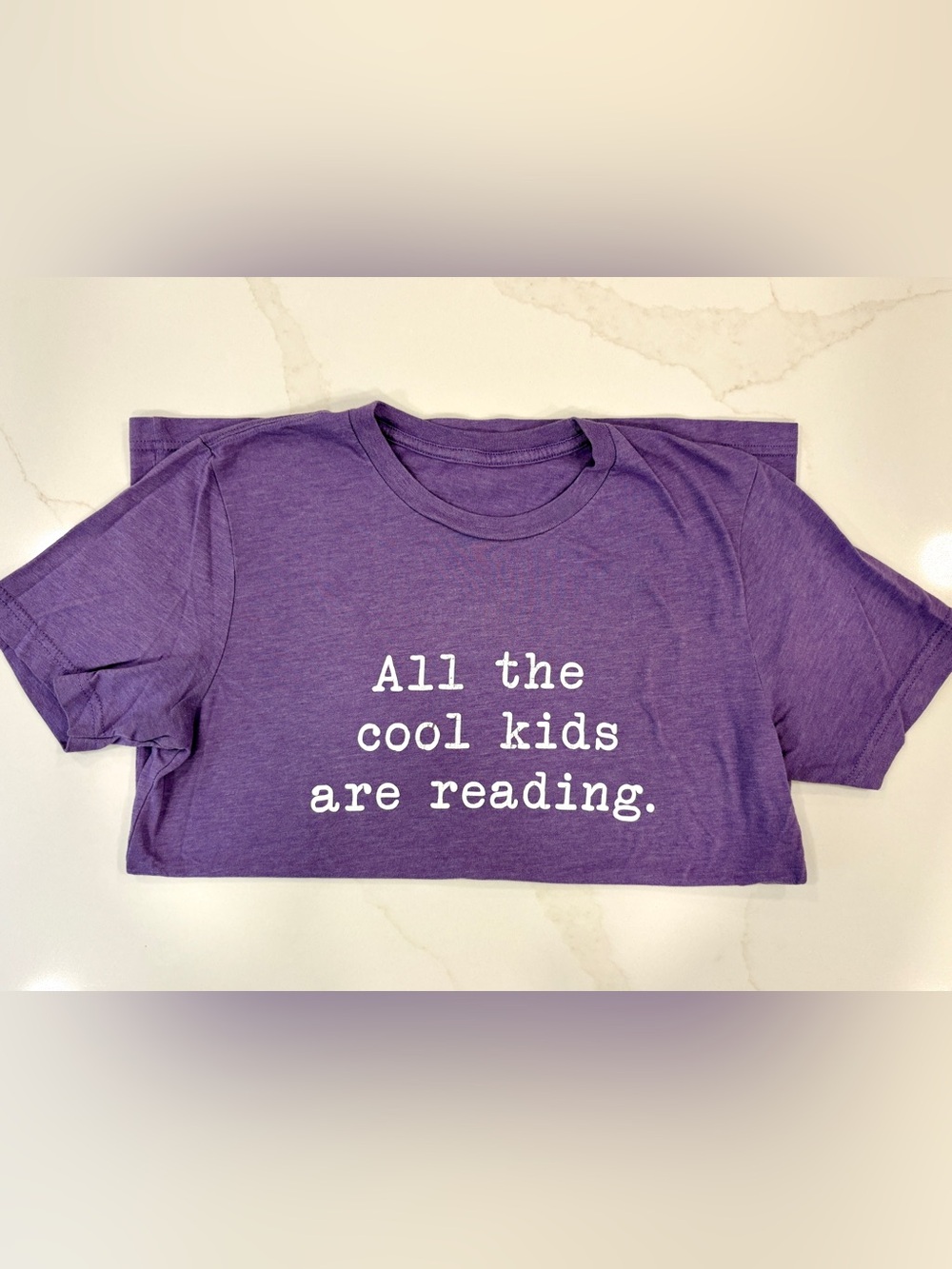 Teacher Purple Graphic Tee - "All the cool kids are reading" Size M